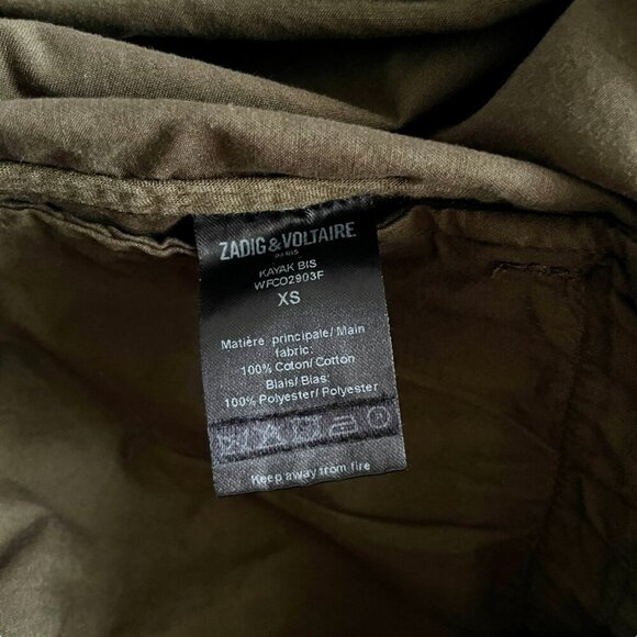 Zadig & Voltaire Kayak Bis Jacket Military Green XS Skull Guitar Patch - Picture 10 of 11